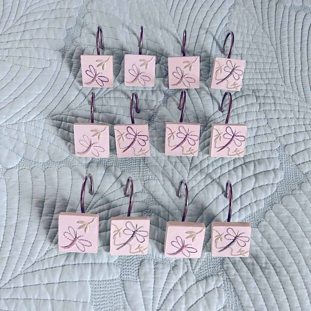 Dragonfly Shower Curtain Hooks 12 Pieces